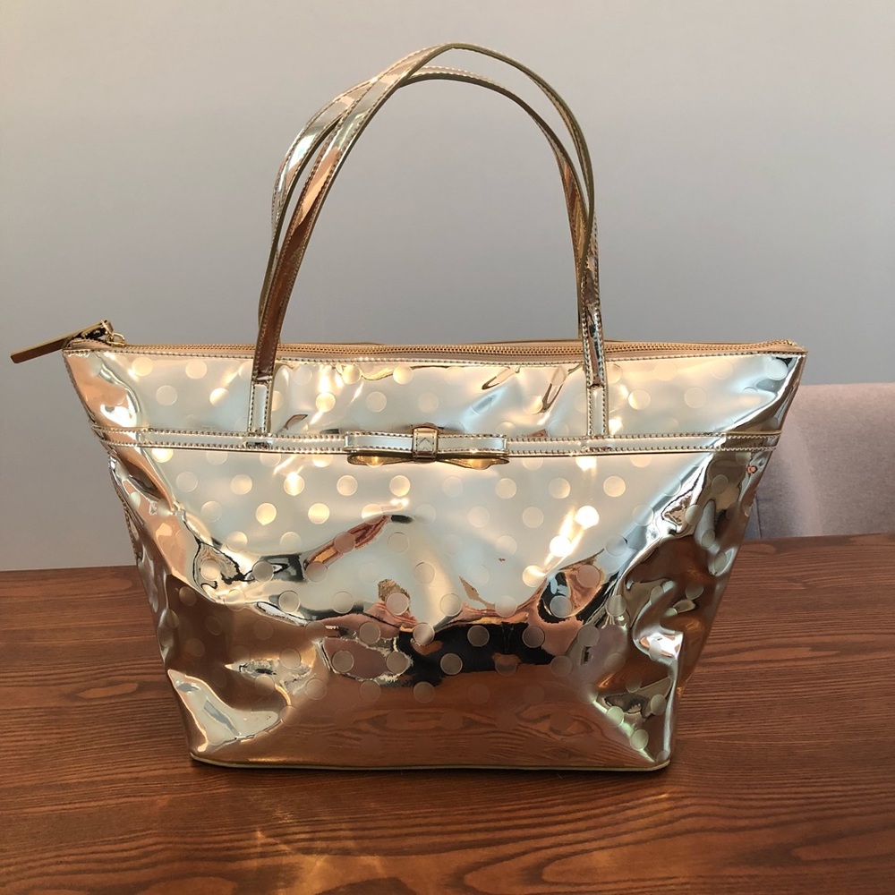 Kate Spade Patent Leather Gold Purse polka dot
